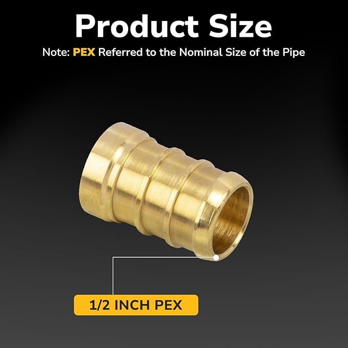 10 Pack 1/2" Pex Plug End Cap, Pex Fittings, Heavy-Duty Brass Crimp Fittings for PEX Pipes with Leak-Resistant Construction, NSF & UPC Certified