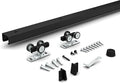 JUBEST 5FT Pocket Door Kit, Commercial Grade Sliding Pocket Door Hardware Kit, Aluminum Box Pocket Door Track 56.75", Sliding Door Kit for 24"~30" Wide Door, Black Pocket Door Hardware,Easy to Install