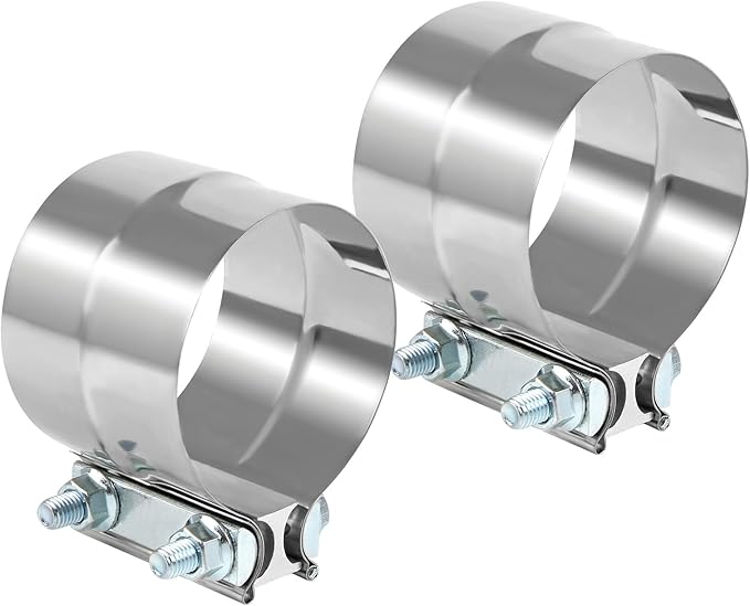 Universal 3.5 Inch Exhaust Clamp,3.5" In Lap Joint Exhaust Band Clamp Stainless Sleeve Coupler For Mufflers,Exhaust Pipe etc (2 Pcs)