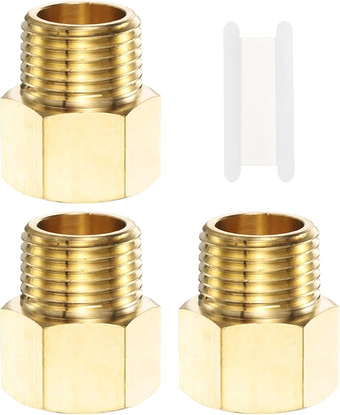 PATIKIL Brass Pipe Fitting, 1Pcs 1/2" NPT Male to 1/2" NPT Female Pipe Reducer Adapter Extension Connectors Brass Fittings for Water Gas Refrigeration
