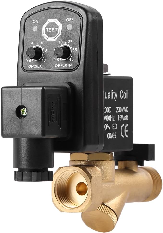 Automatic Drain Valve,G1/2 DN15 Automatic Electronic Timed Drain Valve for Air Compressor Condensate Management (AC230V)