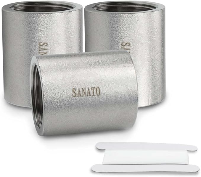 SANATO 3 Pcs SS 304 Forging Nipple Cast Piple, 1" NPT x 1" NPT Female Threaded, 50mm Piple Fittings