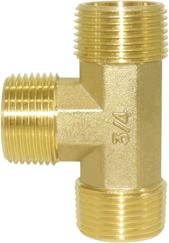 Joywayus Brass 3/4" GHT Garden Hose Threaded Tee Shaped 3 Way Connector Hose Pipe Fitting Coupler Adapter