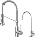 KRAUS Bolden Commercial Style Pull-Down Kitchen Faucet and Purita Water Filter Faucet Combo in Chrome, KPF-1610-FF-100CH