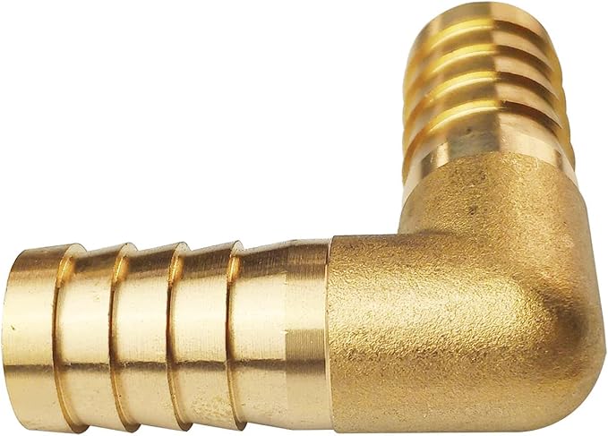 2PCs 3/4" Brass Hose Barb Fitting 90 Degree Elbow Barbed Splicer Mender Union Fitting with 4PCs Hose Clamp for Oil Water Air