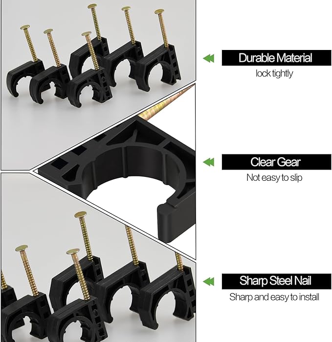 100 Pack 1/2" Half Clamps J-Hook with Nails Set, J Clamps for PEX, Copper, CPVC Tubing Connections