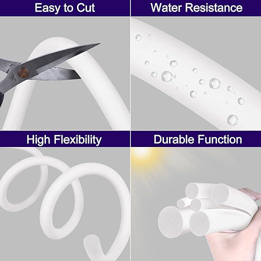 ToLanbbt Backer Rod EPDM Rubber 1" Diameter x 20' Length Caulk Saver Door Window Weather Stripping Seal for Concrete Filling Joints and Gaps (White)