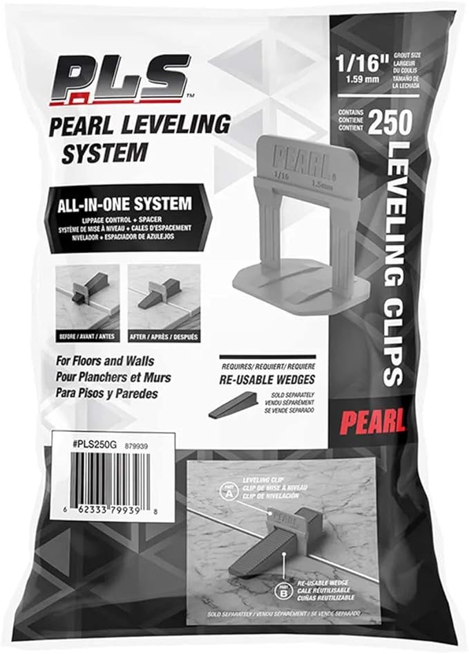 PEARL ABRASIVE CO. Leveling System Bag of 250, Gray, 1/16"
