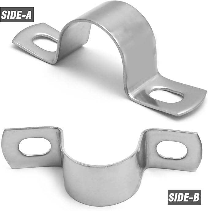 VIKKSAER 10Pcs U-Bolt Clamp, 304 Stainless Steel U-Shaped Bracket, 2 Hole U-Tube Strap Clamp for Hose Clamp Pipe Clamp, 25mm (1 inch)