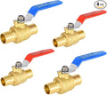 4 Pack Ball Valves, 1" Pex Crimp Shut Off Valve, Brass Full Port Pex B Shut Off Ball Valve for Hot and Cold Water, NSF/ANSI 61 Certified