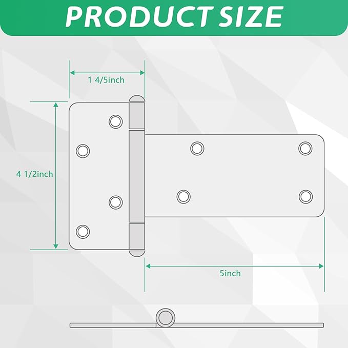 5 in T-Strap Shed Door Hinges,4 Pack Heavy Duty Tee Hinge, T-Gate Hinges, Gate Strap Hinges, Wrought Hardware for Wooden Fences, Barn Door, Shed Doors (Silver, 5 in -4 pcs)