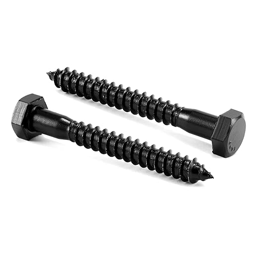 1/4" x 2-1/2" Hex Head Lag Screws Bolts 20Pcs 304 Stainless Steel 18-8, Partial Thread, Hexagon Head Wood Screws Black Oxide by SG TZH