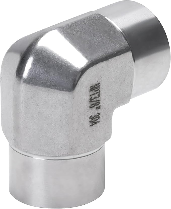 90 Degree Street Elbow - 3/8" NPT Female to 3/8" NPT Female Stainless Steel 304 Heavy Duty Forged Barstock Street Elbow Adapter Pipe Fitting (pack of 2)
