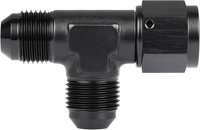 8AN Male Flare Tee T Fitting Adapter with AN8 Female Swivel On Run Aluminum Black