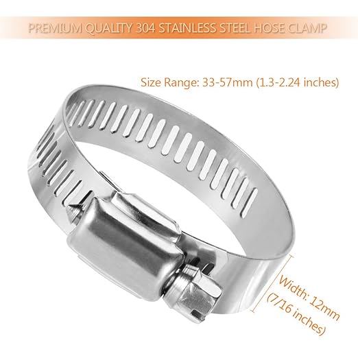LOKMAN 20 Pack Stainless Steel Hose Clamp Adjustable 1-1/4'' - 2-1/4'' (33-57mm) Worm Gear Hose Clamp, Metal Fuel Line Pipe Clamp for Plumbing, Automotive And Mechanical Application