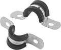 50 Pack 1/4 Inch Cable Clamps, 6mm Stainless Steel Rubber Coated Cushioned Insulated Pipe Clamp, Black Conduit Wire Holder Strap Clips for Tube, Pipe or Wire Cord Installation