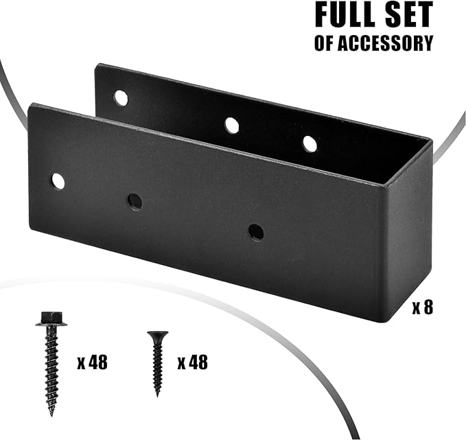 8 Pcs Upgraded Concealed Beam Hangers, 2"x4" Outdoor Concealed Flange, Q235B Steel Frame Bracket, Railing Bracket for Beam, Swing, Handrail, Fence 2"x4" (Black)