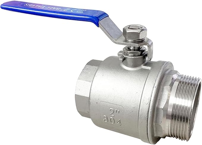 2" Male to Female Thread Full Port Ball Valves NPT 304 Stainless Steel for Water Oil Gas WOG1000 (Pack of 2)