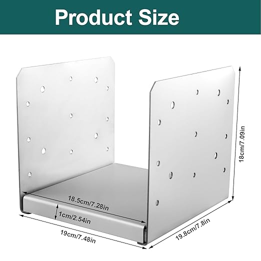 SPACEEUP 8x8 Post Base 2 Pcs Adjustable Post Anchor Bracket (Inner Size:7.5" x 7.5") Post Base Stainless Steel Concrete Post Anchor for Pavilion Deck Railing Support Decorative Anchor Plate