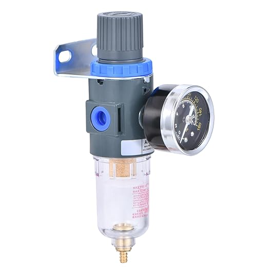 1/4"NPT Air Filter Pressure Regulator, Water-Trap Air Tool Compressor Filter with Gauge by ZHONG AN