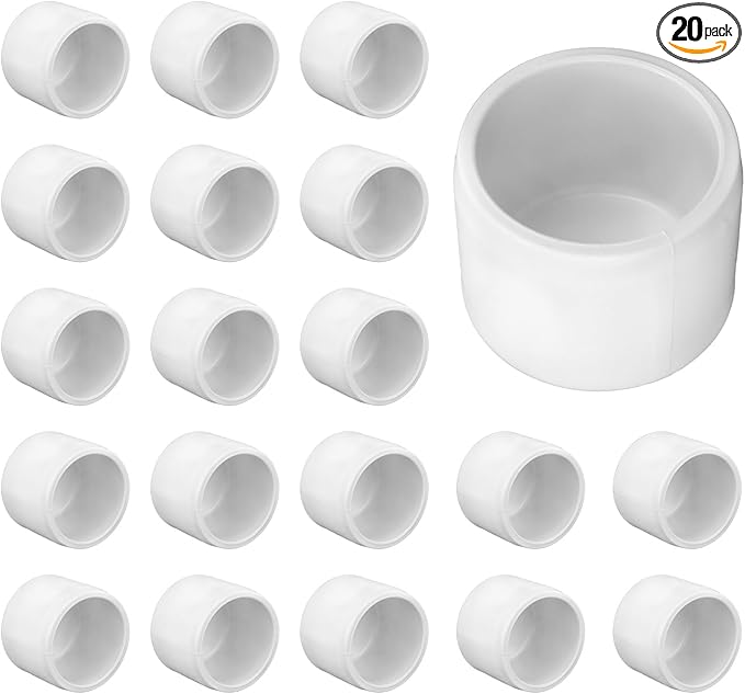 20Packs 1/2" PVC Pipe End Cap Plug Adapter Pipe Fitting，Schedule SCH40 Grade PVC Pipe End Cap Plug Adapter, White 1/2 inches Socket Fittings for Build Furniture DIY Garden Shelf