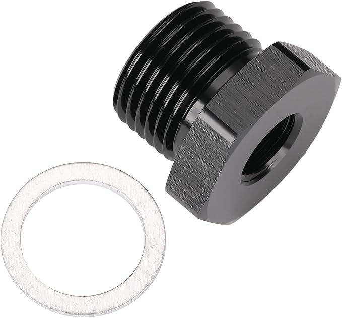 M18x1.5 Male Metric to 1/8 NPT Female Oil Pressure Sensor Adapter Fitting Reducing Bushing Aluminum Black
