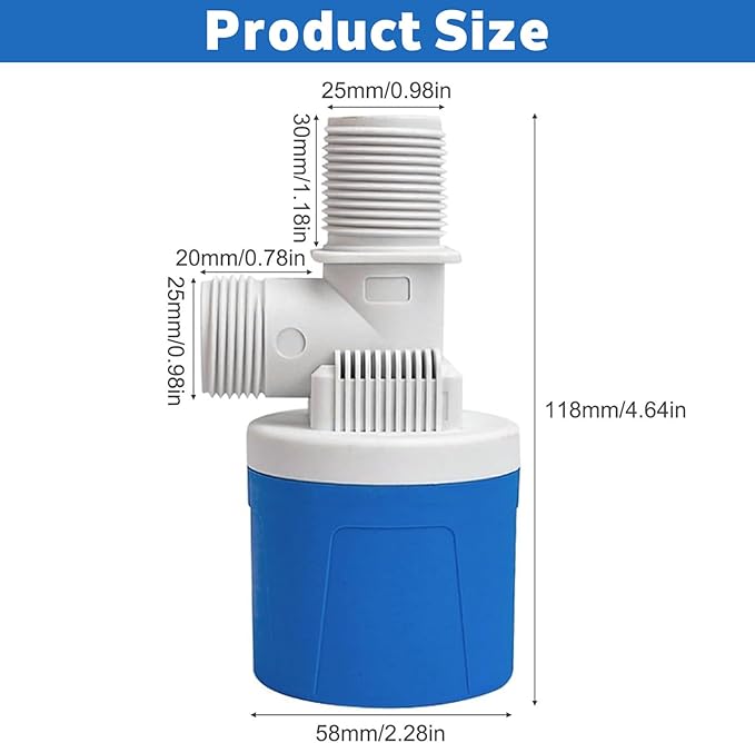 3/4" Water Float Valve Inside Type, 2 PCS 3/4 Inch Top Inlet Automatic Water Level Control Valve Uesd for Water Tank, Swimming Pools, Livestock Tanks, Aquaculture, Aquariums