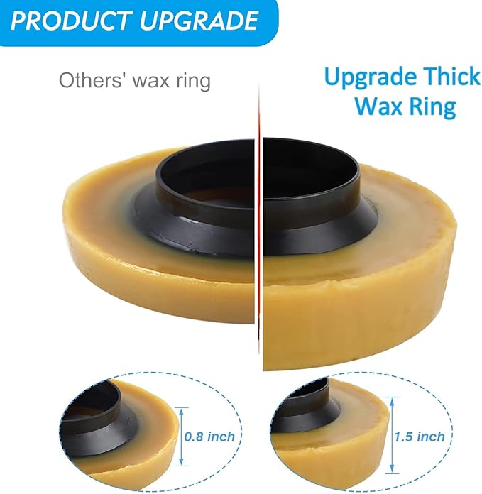 Hibbent Toilet Wax Ring Kit, Toilet Bowl Wax Ring with Brass Closet Bolts, Bolt Caps, PE Flange and Extra Retainers, Thick Wax Ring Gasket for Toilet Bowl- Gas, Odor and Watertight Seal