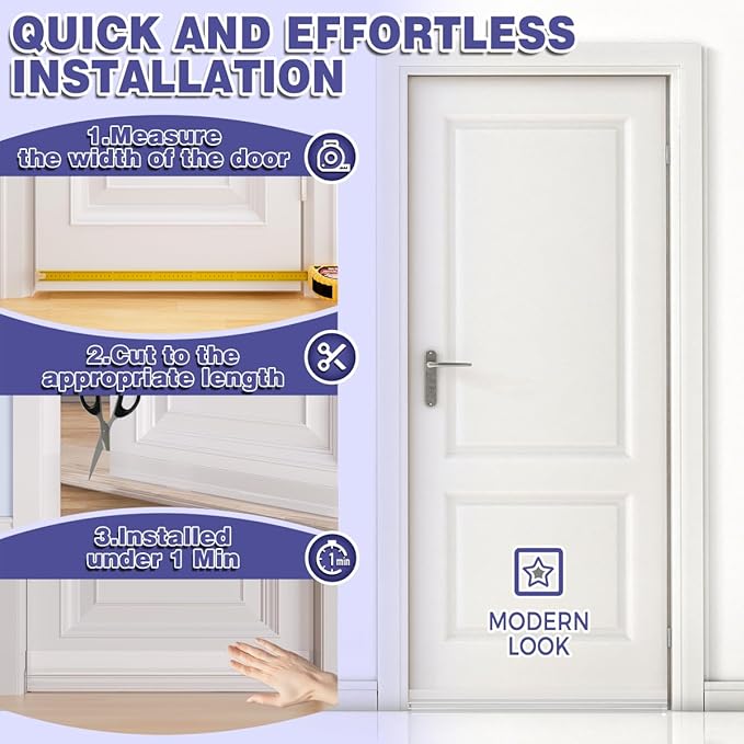 Door Draft Stopper,Adjustable Door Sweep for Bottom of Door,Silicone Weather Stripping Door Bottom Seal Blocker Air Noise,Under Door Gap Filler for Interior/Exterior Doors(Transparent, 78inch)