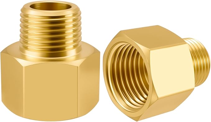 SDTC Tech 2-Pack Brass Pipe Fitting 3/8 NPT Thread Male to 1/2 NPT Thread Female Reducer Adapter, Brass Pipe Extension Connectors