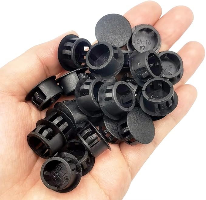 Hole Plugs 5/8" Plastic Flush Type Hole Plugs for Hole Snap in Locking Hole Tube Screw Caps Drilling Cover Plugs Fastener Covers for Kitchen Cabinet Furniture Black 50 Pack - Black