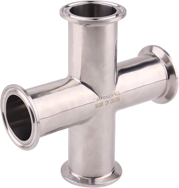 DERNORD 4 Way Cross Clamp Fits 1.5" Tri-clamp Sanitary Fitting Stainless Steel 304, 38mm Pipe OD