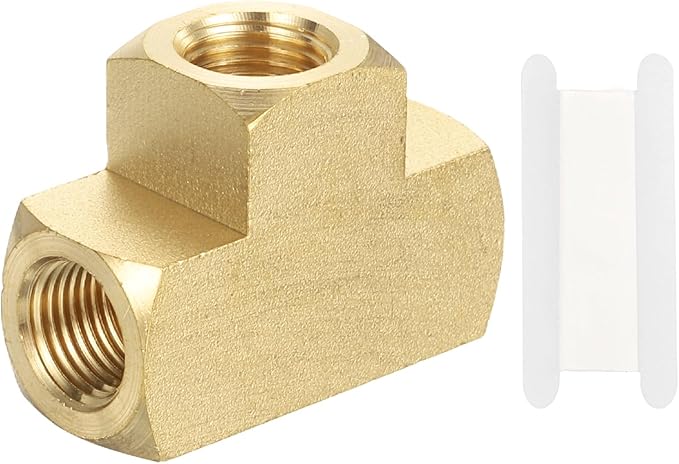 PATIKIL Brass Tee Fitting, 1Pcs 1/8" x 1/8" x 1/8" NPT Female Pipe 3 Way Forged Brass Barstock Street T-Fittings Pipe for Water Gas Refrigeration
