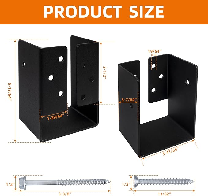 4"x6" Concealed Joist Hanger Bracket Fit for 4"x6" Beam,Swing,handrail,and Fence