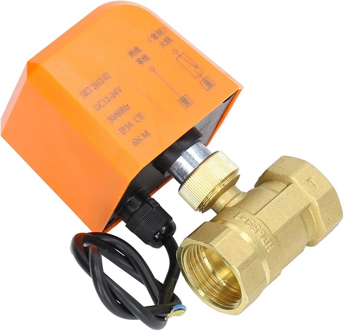 DN25 2 Way 2 Wire Electric Ball Valve Normally Closed Brass Universal Ball Valve DC12 24V High Performance Water Flow Control for Plumbing Systems Brass Material 1 Inch Interface