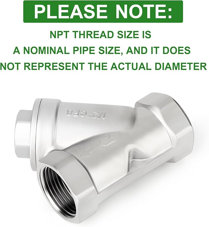 TAISHER 1PCS 304 Stainless Steel 1/2" NPT Female WYE Y Strainer Mesh Filter Valve CF8 WOG 800