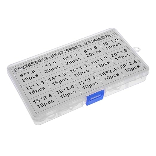 uxcell Silicone Rubber O-Ring Assortment Kit 225 Pieces 15 Sizes Metric VMQ Sealing Gasket Set, White