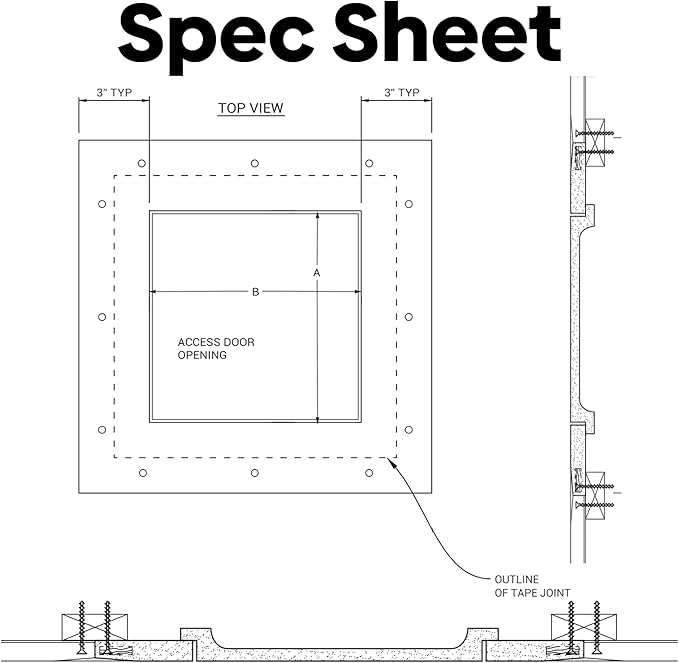 Best 16” x 16” Pop-Out Gypsum Access Panel with Glass Fiber Reinforced Square Corner, Light Weight Ceiling Access Panel, Easily Textured Access Door, No Shrinkage & Cracking, White, AMZ-BA-GRG-SC
