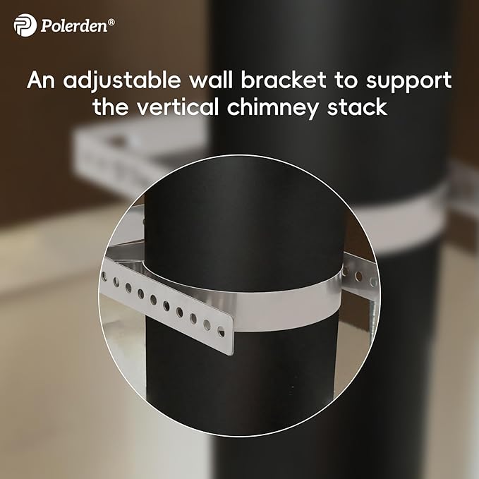 Adjustable Wall Support Bracket(8" Inner Ring) for Wood Stove Pipe, 6" Double Wall Chimney Pipe, 304 Stainless Steel Adjustable Wall Bracket, Chimney Pipe Holder, Fireplace Pipe Wall Bracket