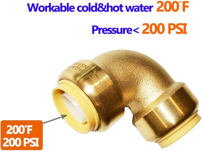 HQMPC Push Fittings 3/4" Pex Elbows PushFit 90-Degree Push Connect Elbow Push-to-Connect Plumbing Fitting for Copper, PEX, CPVC (12pcs)
