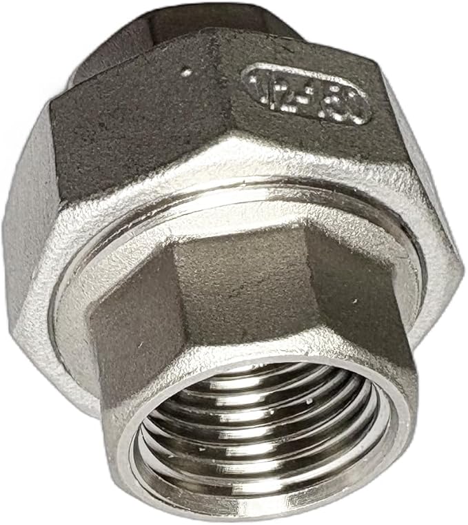 1/2" Union Pipe 304 Stainless Steel NPT Female Thread Union Joint Cast Pipe Fitting Pack of 1