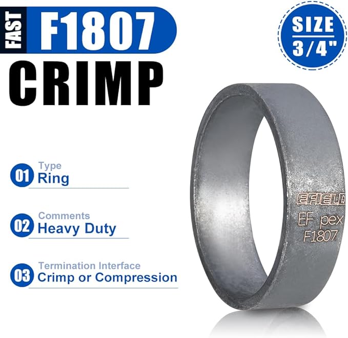 100-Pack in Bottle EFIELD 3/4" Pex Copper Crimp Rings For Pex Pipe Connection,Black-Oxidized Surface Treatment,(CLAMP025)