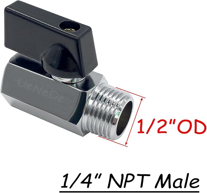 2PCS 1/4 Inch NPT Chrome Plated Brass Mini Ball Valve, 1/4" NPT Female to 1/4" NPT Male Thread Shut-off Valve with Operation Handle Pipe Threaded Fittings for Water/Oil/Gas