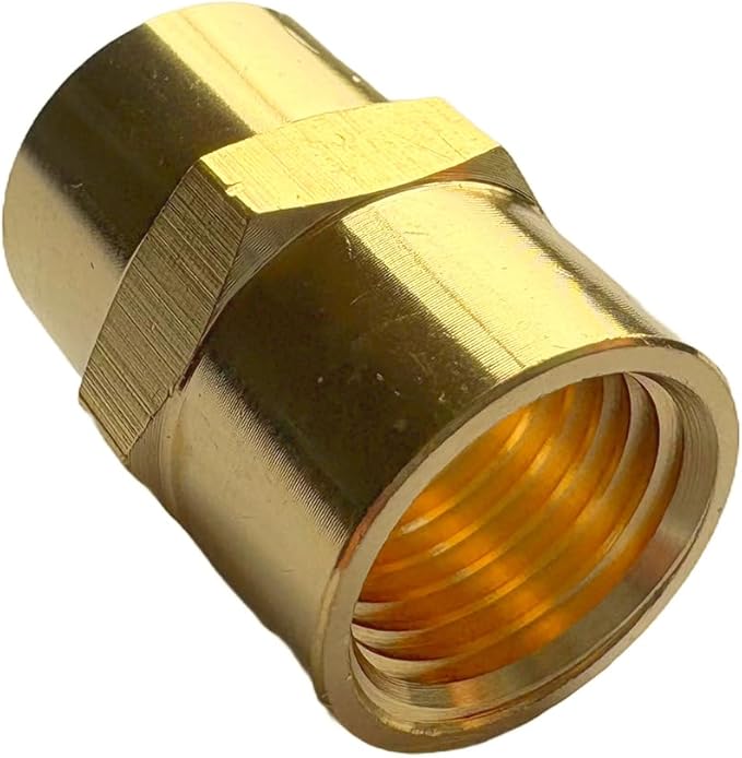 1/4" Female Threaded Hex Nipple Brass Coupling NPT Pipe Fitting Pipe Adapter Straight Connectors for Air, Gas, Oil, Fuel, Propane Pack of 2