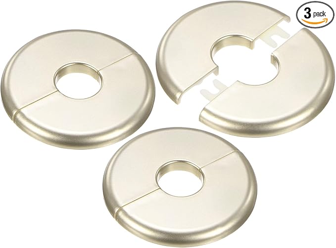 3-Pack Wall Split Flange, ABS Round Self-Adhesive Escutcheon Plate Cover Buckle for 20mm/0.79 in Dia Pipe Accessories/Floor/Ceiling, Plumbing Cover Plates [Gold,6.5mm/0.26in H]