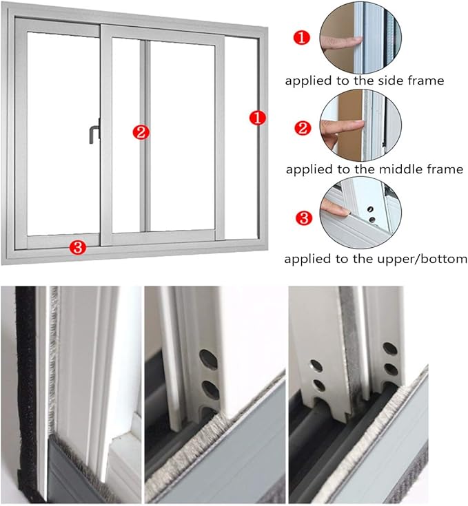 Brush Weather Stripping for Windows/Doors Frame Side, Pile Self Adhesive Weatherstrip Seal Strip Sealer for Soundproofing(16ft x11/32 Backing x 9/16 Brush inch, Brown)
