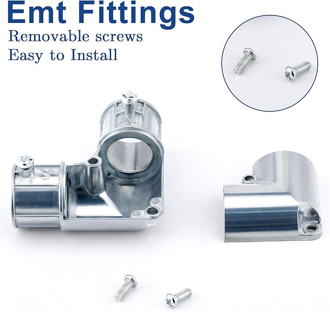 Gisafai 25 Pcs EMT Conduit Fittings Inside Corner Pull Elbow, EMT 90 Degree Metal Conduit Capped Corner Coupling, Combo Head Set Screw, Zinc Die Cast, Silver (1/2 Inch)