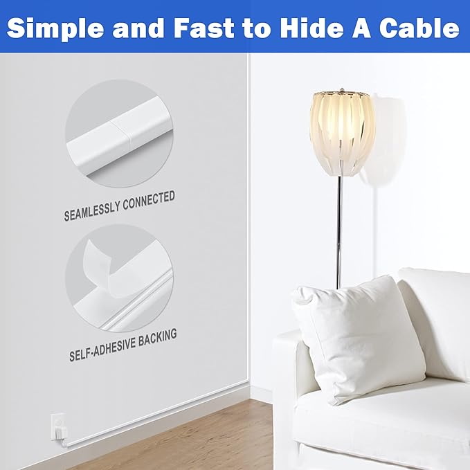 ZhiYo Mini Cord Hider - 170in PVC Self-Adhesive Cord Cover for TV, Extension Cord & USB Wires - Beige Wall Cable Hider for Wall Mounted TV - Seamless Connection