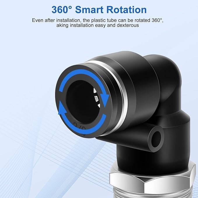 12 Pcs Push to Connect Fittings 3/8 Inch Tube OD x 1/2 Inch NPT Thread Pneumatic Male Straight and Elbow Quick Connect Air line fittings