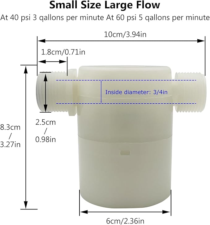 Water Float Valve, Water Level Control Water Tank Traditional Float Valve Upgrade 2 PCS(3/4", side inlet)